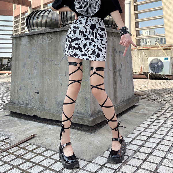 Sexy black strappy leg loop YC24405