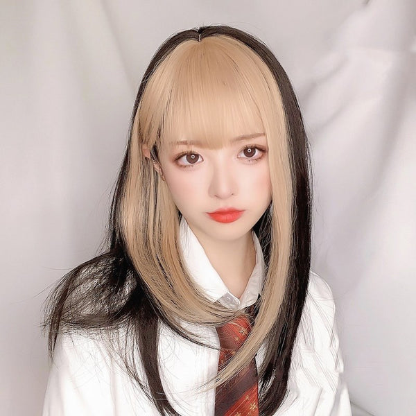 Lolita long straight mixed color wig YC24520