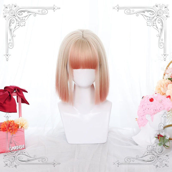 Lolita short straight mixed color wig YC24343