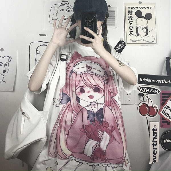 Harajuku cartoon anime print T-shirt YC24169