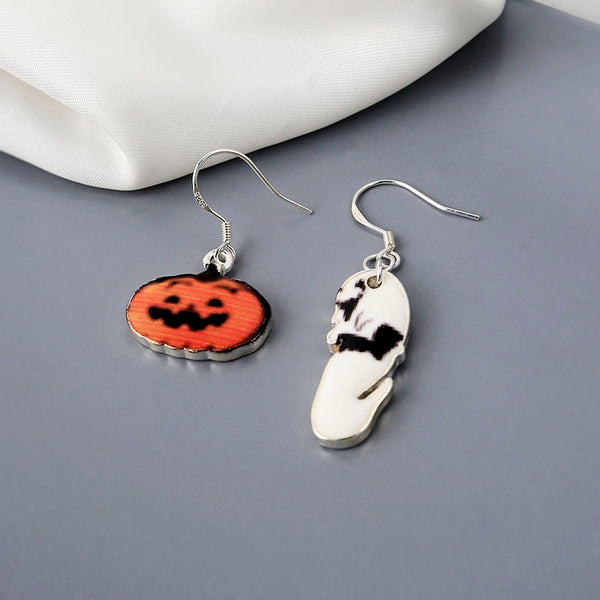 925 Silver Halloween Funny Pumpkin Earrings YC22052
