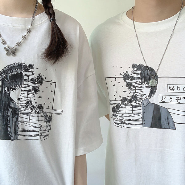Punk anime print couple T-shirt YC24197