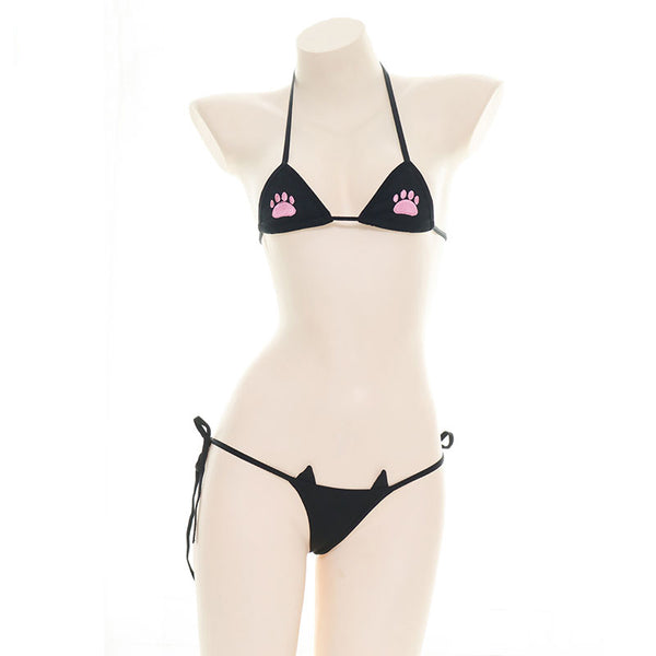 cat paw embroidered bikini yc24759