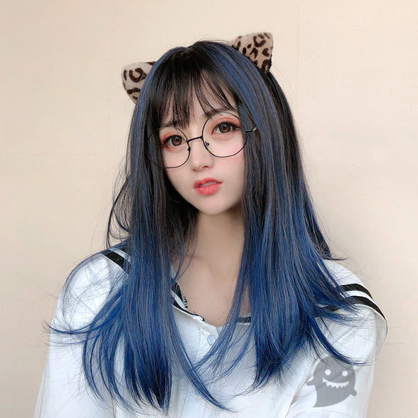 Black blue wig YC22168