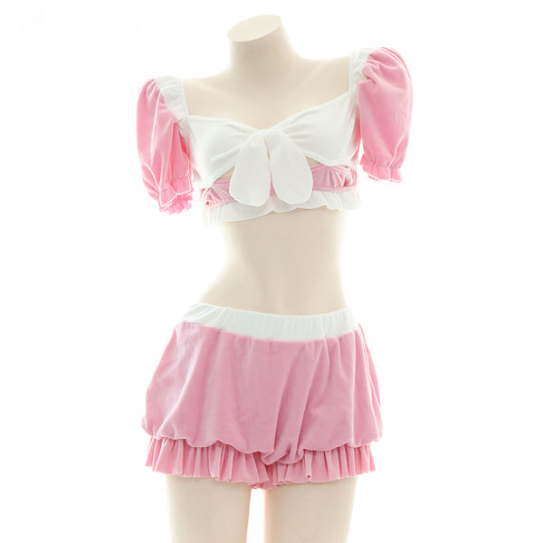 Bow Fan Plush Pajamas yc24653