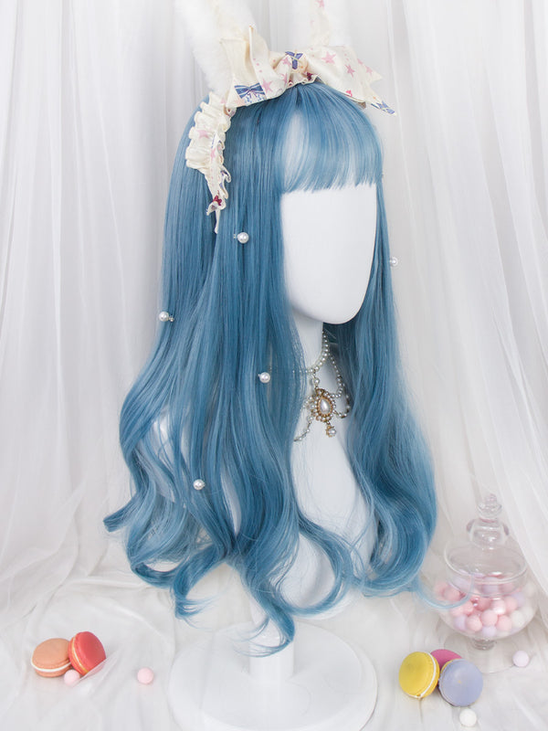 Lolita blue long curly wig YC24415