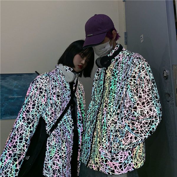 Harajuku Hip Hop Reflective Jacket yc22285