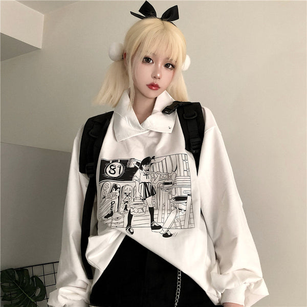 Harajuku anime print sweatshirt yc40109