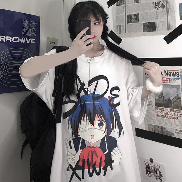 Anime print short-sleeved T-shirt YC24451