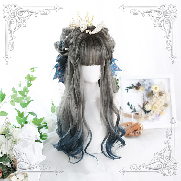 Japanese grey blue gradient wig YC23999