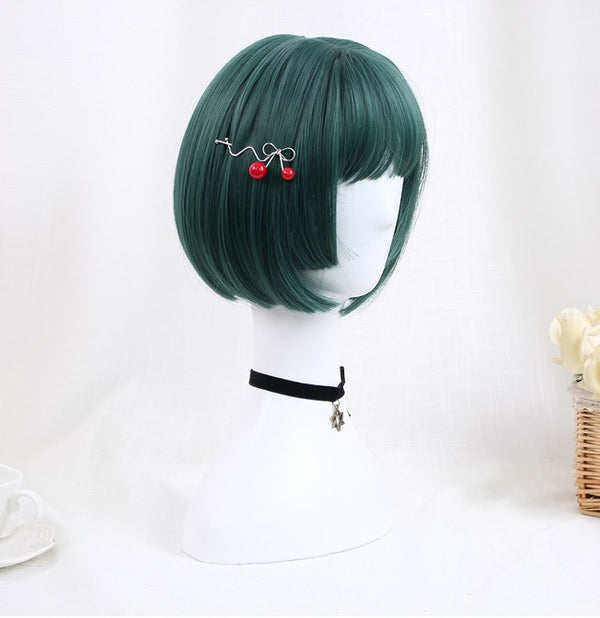 Harajuku green short straight hair wig YC24328