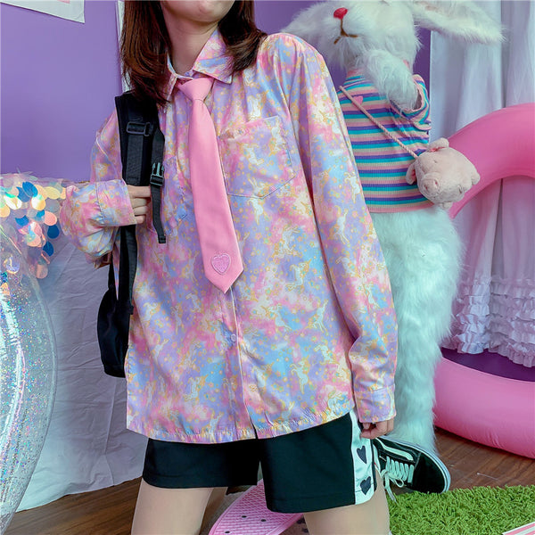 Gradient Unicorn Long Sleeve Shirt YC22017