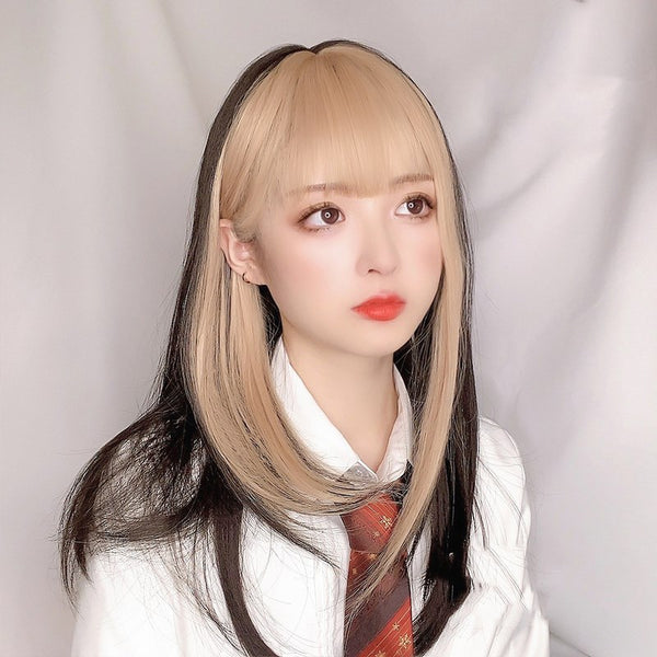 Lolita long straight mixed color wig YC24520