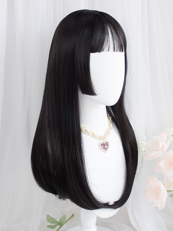 Harajuku Black Brown Long Straight Hair Wig YC24331