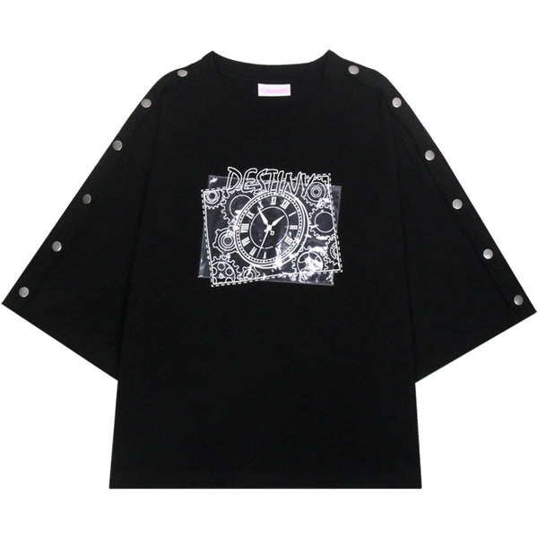 Harajuku black short-sleeved T-shirt YC24362
