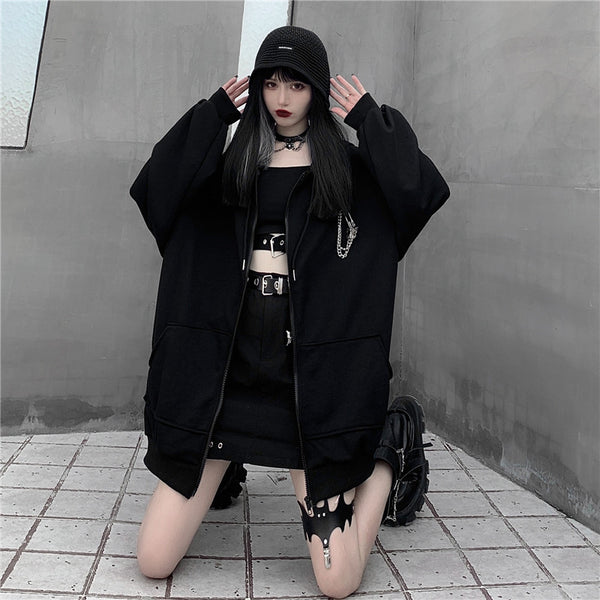 Black hooded jacket YC24449