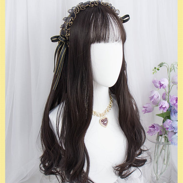 Lolita long curly hair black brown wig YC24332