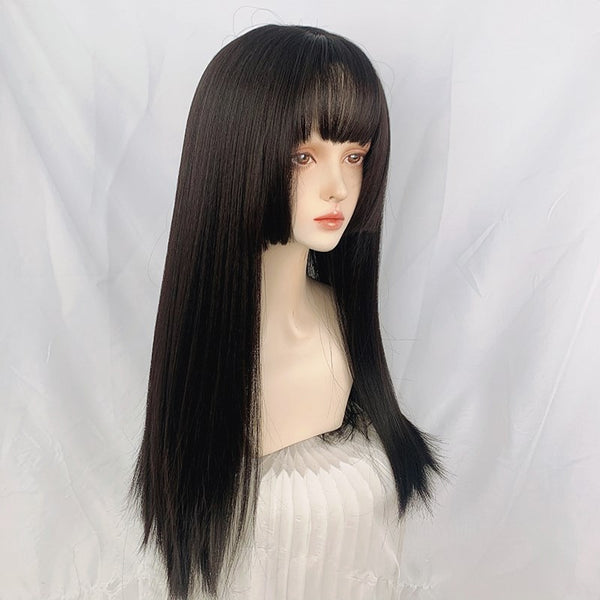 Lolita black long straight wig YC24404