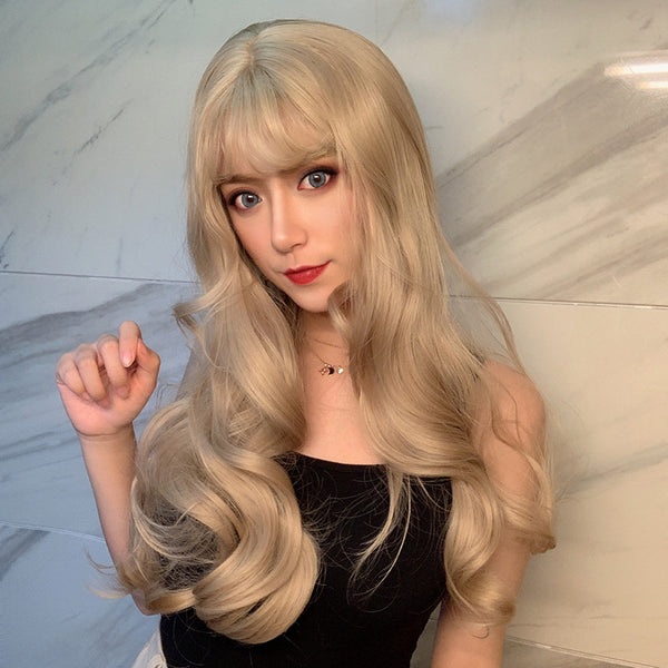 lolita golden gray curly wig YC23715