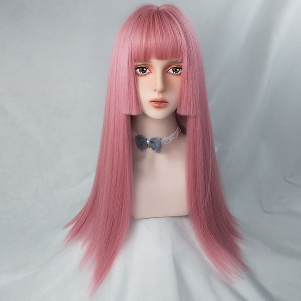 lolita pink air bangs wig yc22793