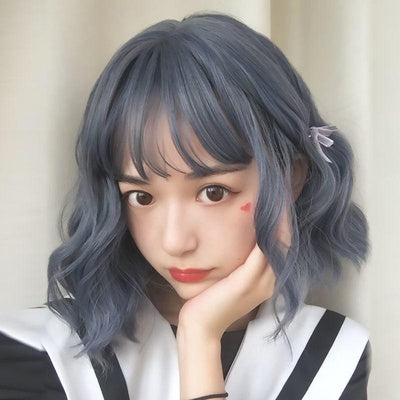 Haze blue curly wig yc24571