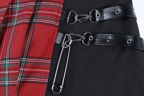 Punk plaid irregular hip hop skirt yc22194