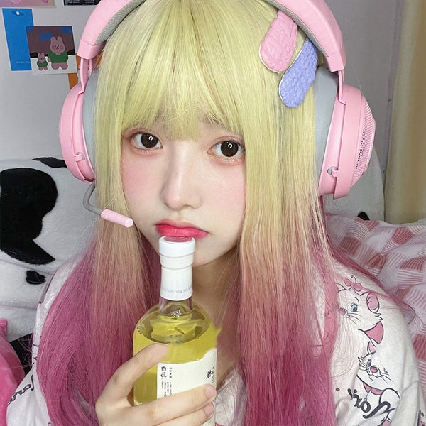 Lolita gold gradient pink wig YC24368
