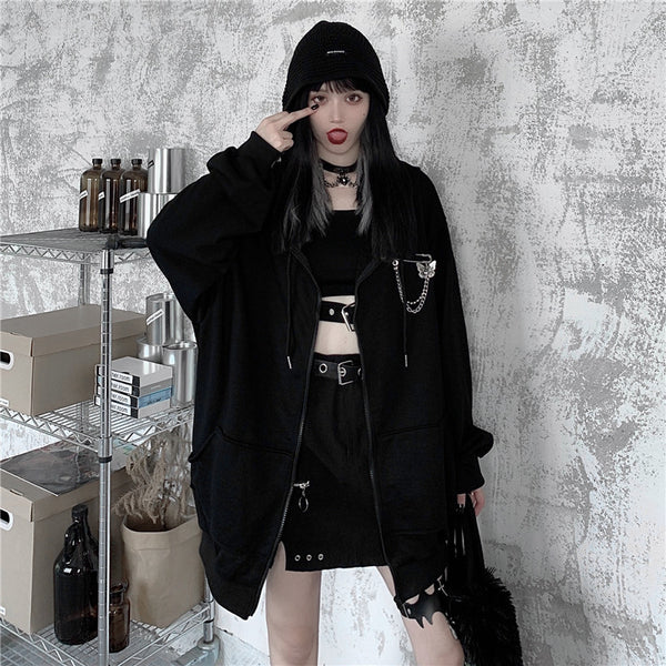 Black hooded jacket YC24449