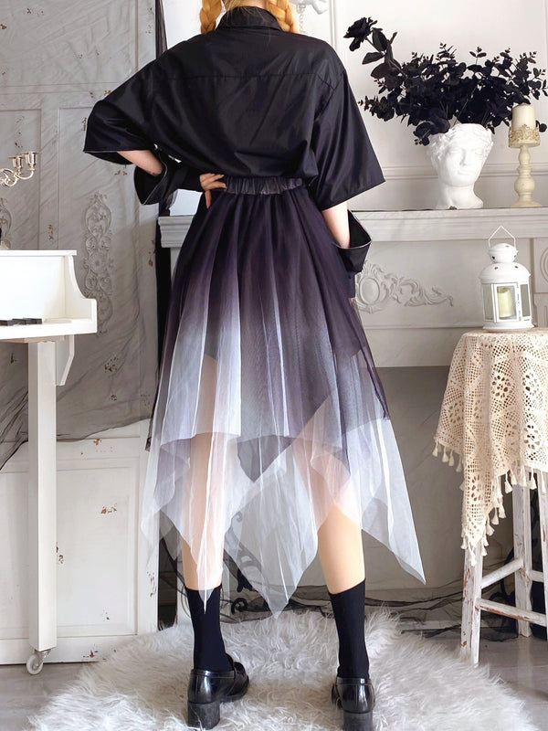 Black gradient mesh skirt YC24395