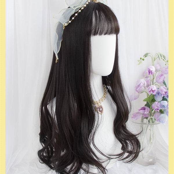 Lolita long curly hair black brown wig YC24332