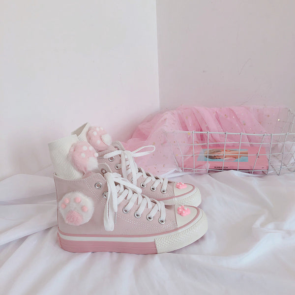 Pink cat claw canvas shoes yc22358