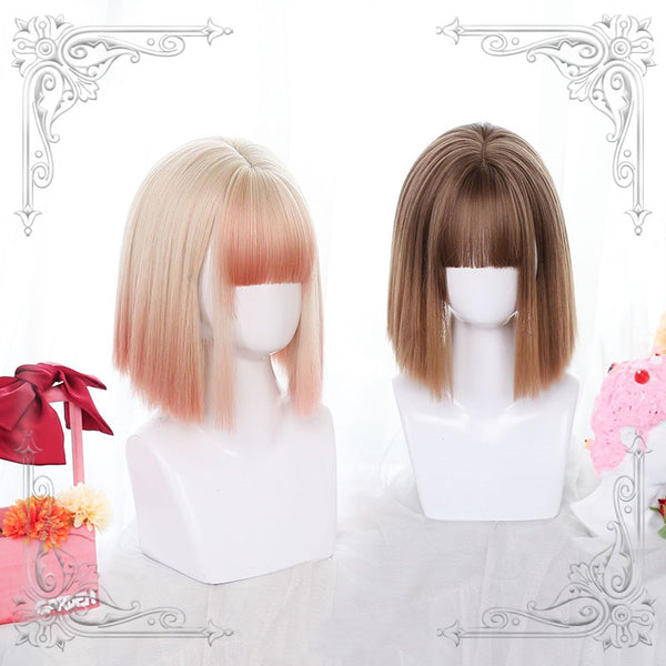 Lolita short straight mixed color wig YC24343