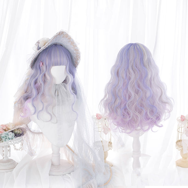 Harajuku Pink Purple Curly Wig yc23842