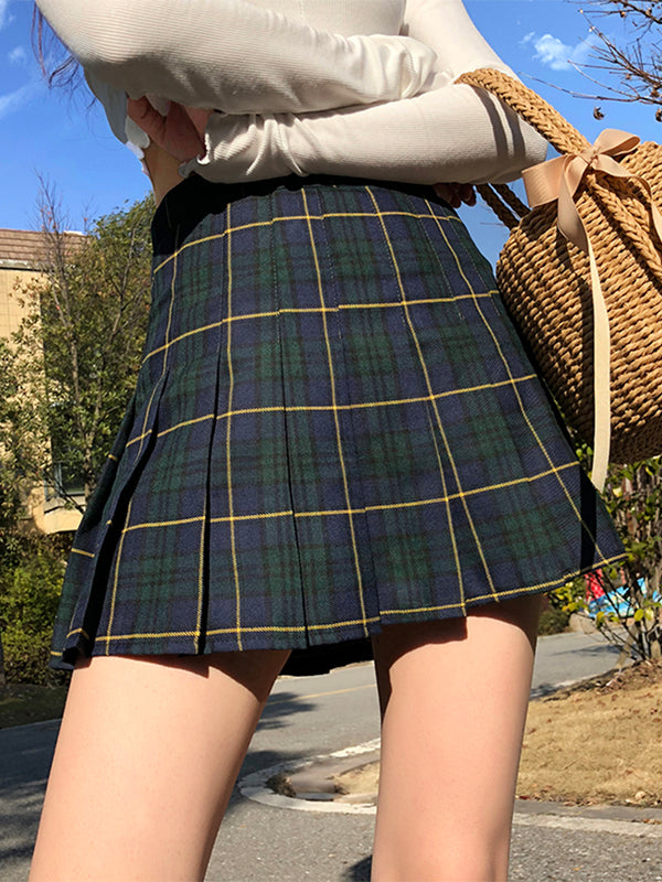 Vintage Preppy Plaid Skirt yc24825