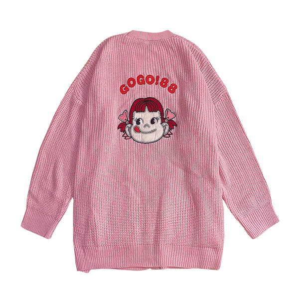 Cute cartoon girl knitted sweater coat yc22536
