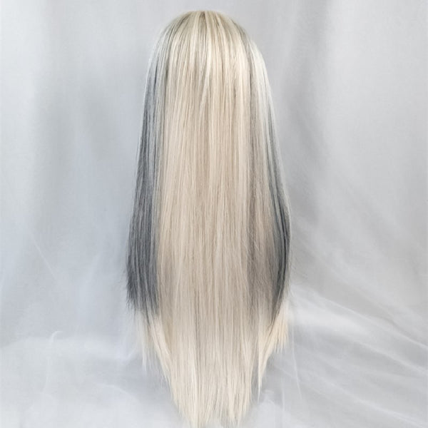 Harajuku Platinum High Gloss Black Long Straight Hair Wig YC24251