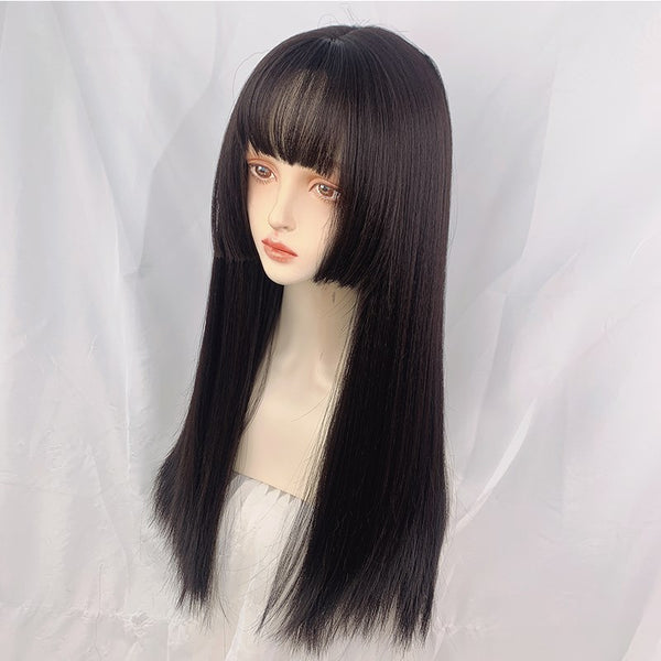 Lolita black long straight wig YC24404