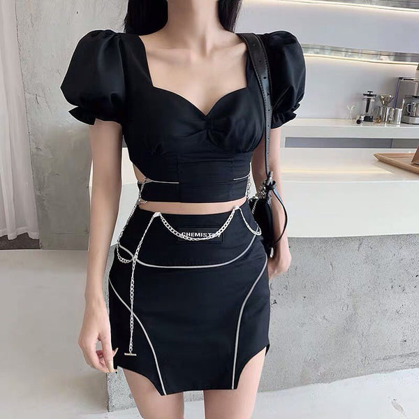 Punk black skirt YC24496