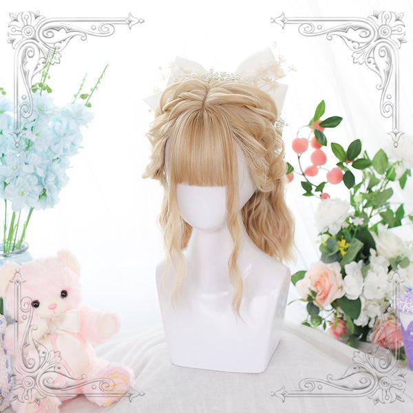 Lolita golden short curly wig YC24275