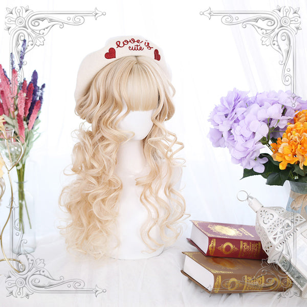 Lolita yellow brown curly wig yc22596