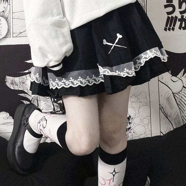 Anime dark lace skirt yc24646