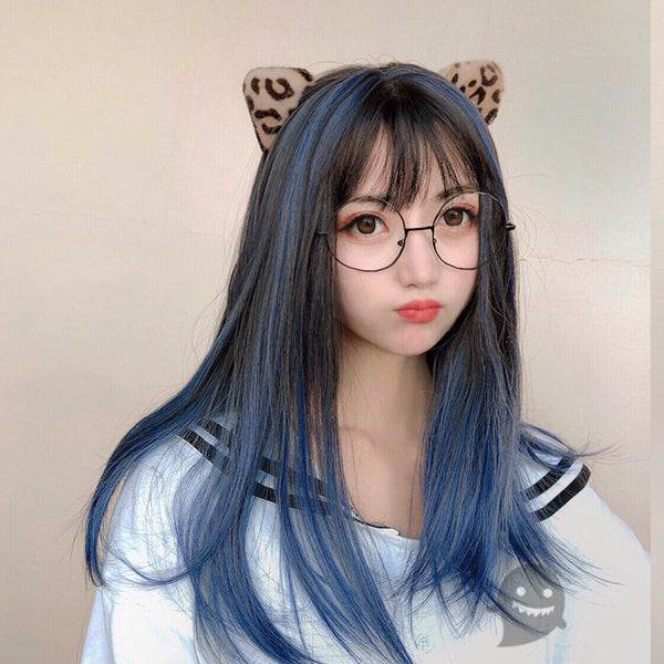 Black blue wig YC22168
