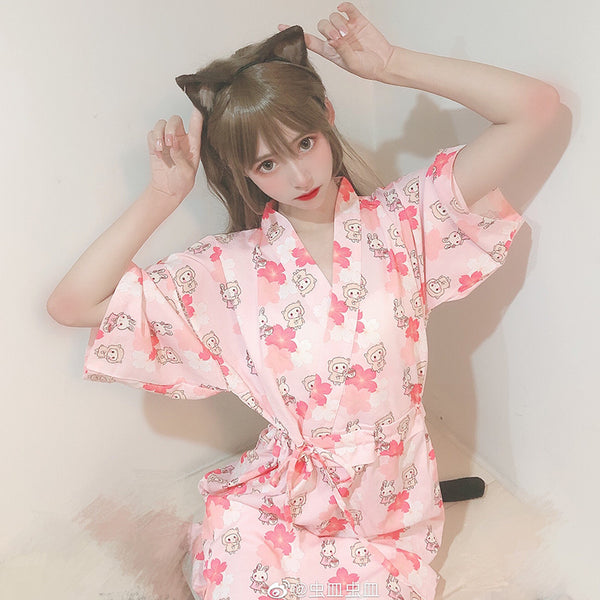 Japanese cherry bunny pajamas kimono yc226341