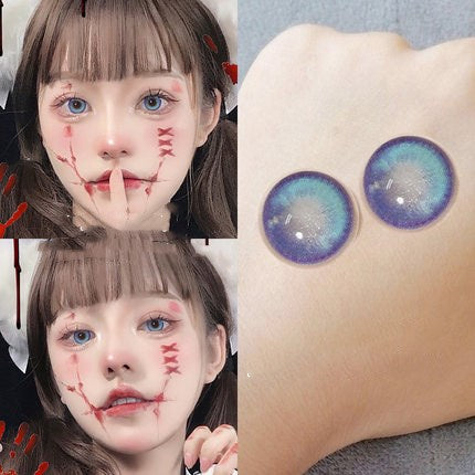 Halloween cosplay blue color contact lenses (2 pieces) YC24529