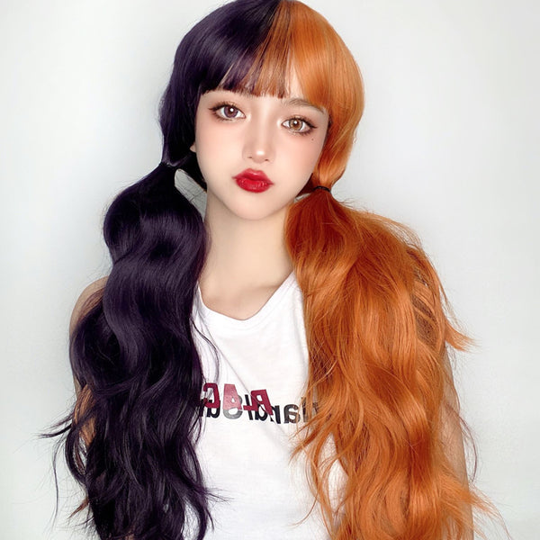 lolita purple yellow curly wig yc23862