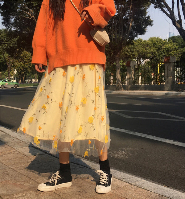 Japanese flower lace skirt yc22779