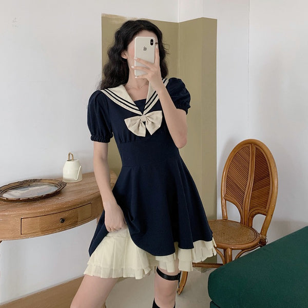 Sailor Navy Collar JK Uniform Dress yc22806