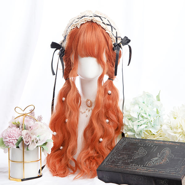 Lolita Pink red Gradient Curly Wig YC20359