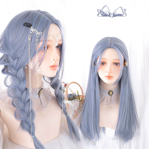 Lolita fog gray blue wig yc24636