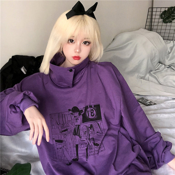 Harajuku anime print sweatshirt yc40109